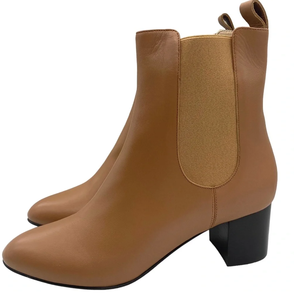 Kahmune Women's Boots Mila Nappa Leather Ankle Heeled Chelsea Neutral Winter NEW - Picture 1 of 11
